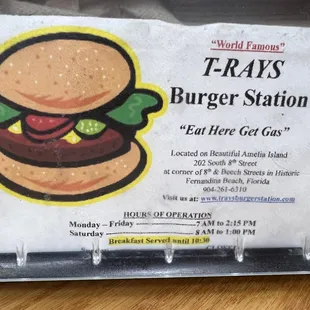 Burger options the regular size hamburger is 1/2 lb