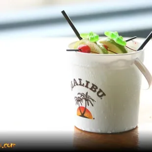 a drink in a paper cup