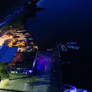 a view of a parking lot at night