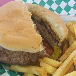 Burger and fries
