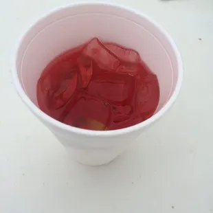 Absolute &amp; cranberry juice. It&apos;s looks like Kool-Aid.