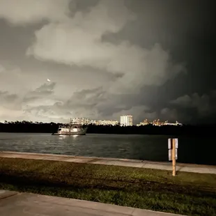 a boat in the distance