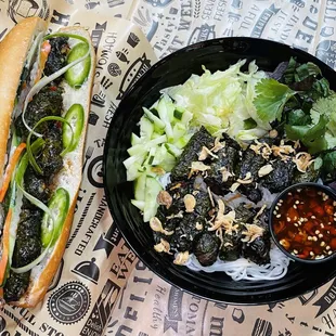 Grilled LaLot Leaf Beef Sandwich &amp; Noodles