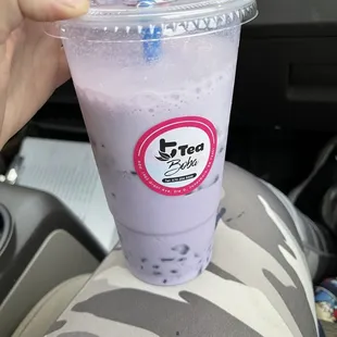 Taro Milk tea with taro boba