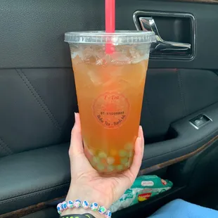 Peach Green Tea with Tapioca balls!
