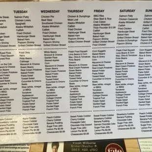 Daily specials