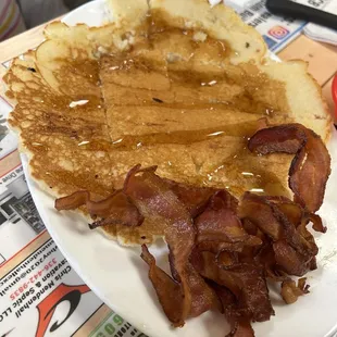 Pancake with side of bacon