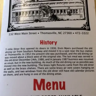 menu