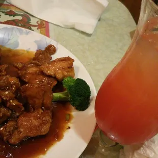 Sesame Chicken and tequila sunrise...