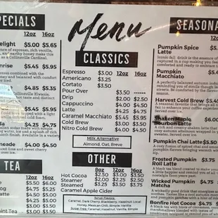 menu