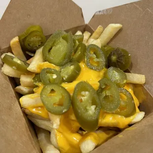 Nacho cheese fries with Jalapenos.