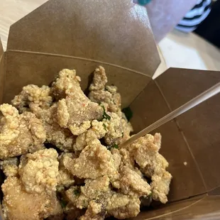Popcorn chicken.
