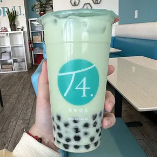 peppermint milk tea (large) w/ pearl