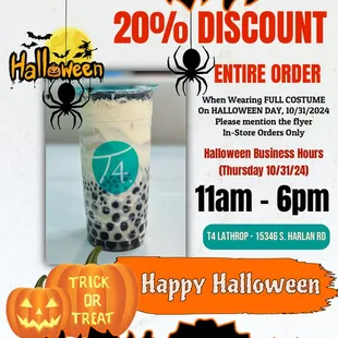 20% DISCOUNT ENTIRE ORDER

Visit us &amp; wear FULL COSTUME to get this promotion! 
In-Store Orders Only 
Please mention the flyer!