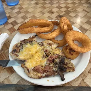 Loaded chicken with onion rings