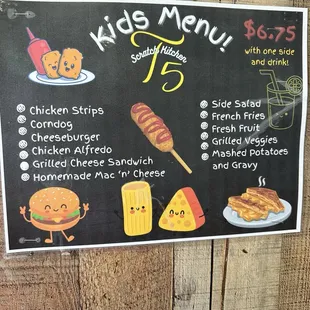 Kids menu