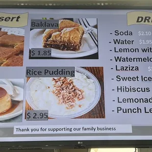 Dessert and drink menu!