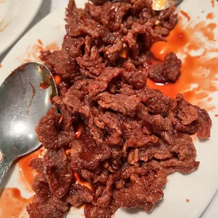 Crispy dried beef. It&apos;s gonna be hard not to order this every single time I come back here  My new favorite dish