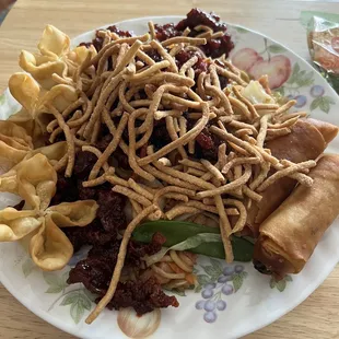 Bunch of fried stuff.  Yum!