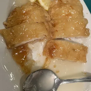 Lemon chicken after eating half of it  it was delicious!