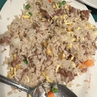 Pork fried rice. The best pork fried rice I&apos;ve had yet