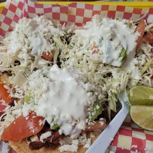 Tostados.  Pretty tasty and filling.  I could only eat two.  Trompo had a good flavor.