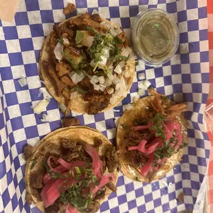Carnitas Taco, Steak Taco, Pastor Taco