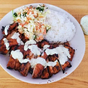 House spicy chicken teriyaki with the cilantro sauce