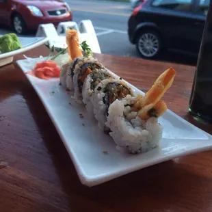 Sweet potato tempura roll and a pretty sunset!