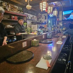 interior, sushi and sashimi