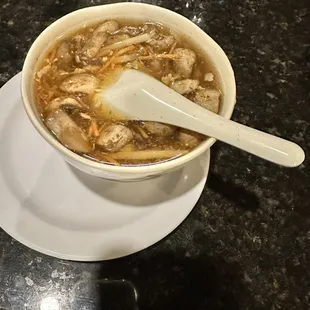 Hot and sour soup was mild.