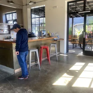 Ordering counter left. Dining area thru right door.