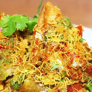 Vegetable Samosa Chaat with Chutneys Small Plate