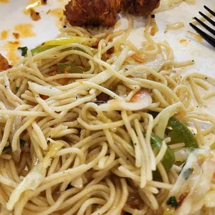 Veggie haka noodles  with gobi manchurian