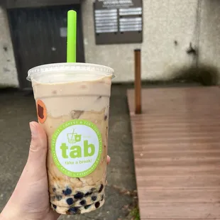 Classic milk tea with boba