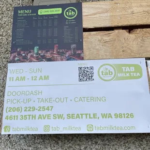 QR Code and Menu.