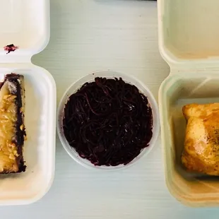 Berry Baklava ($1.75), Beet Salad ($3) &amp; Spinach &amp; Potato Samsa ($5)