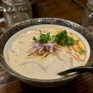 Tan Tan Men - sesame flavored ramen, with chicken, scallion, red onion, and cilantro