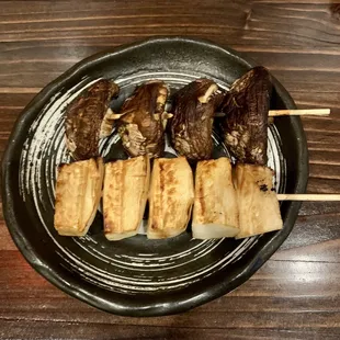 Fresh Shiitake Mushroom Yakitori and fresh King Oyster Mushroom Yakitori