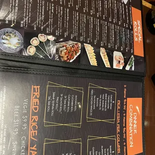 a menu on a table