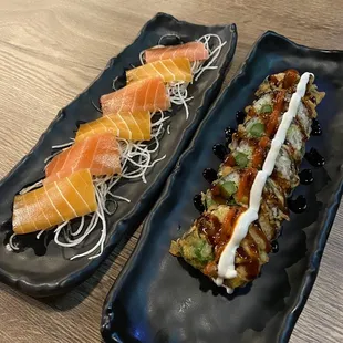 Vegan sashimi and vegan monsoon roll - delicious!!