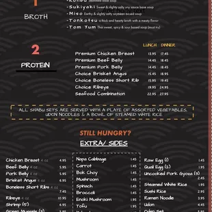 Shabu-Shabu menu