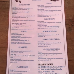 Lunch menu (as of 7/1/23)
