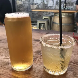 Old Stump Blonde Draft ($8), and regular Cadillac Margarita ($13).