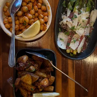 Asparagus, chickpeas and octopus tapas to start.