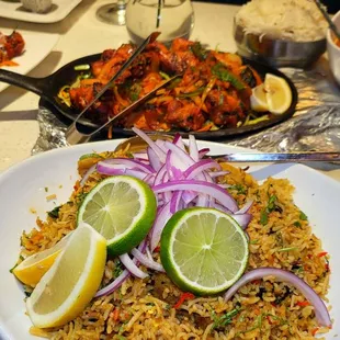 Biryani, the staple Basmati rice dish prepared with aromatic spices, marinated vegetables, paneer, or meat