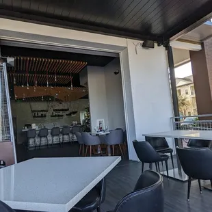 Nice garage style doors out to their patio