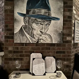 a painting of a man in a hat