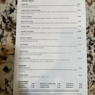 Dinner Menu