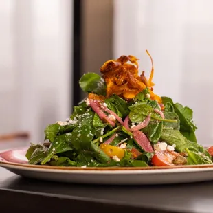 Table Salad (GF) | arugula, spinach, goat cheese, tomatoes, pickled onions, romano cheese, pumpkin seeds, carrot crispies, house vinaigrette